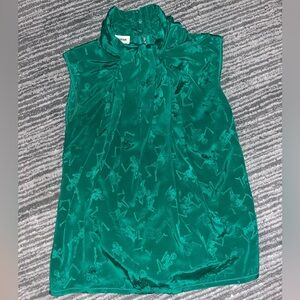 Zadig & Voltaire Silk Green Sleeveless Knot Top with Skeleton Print
